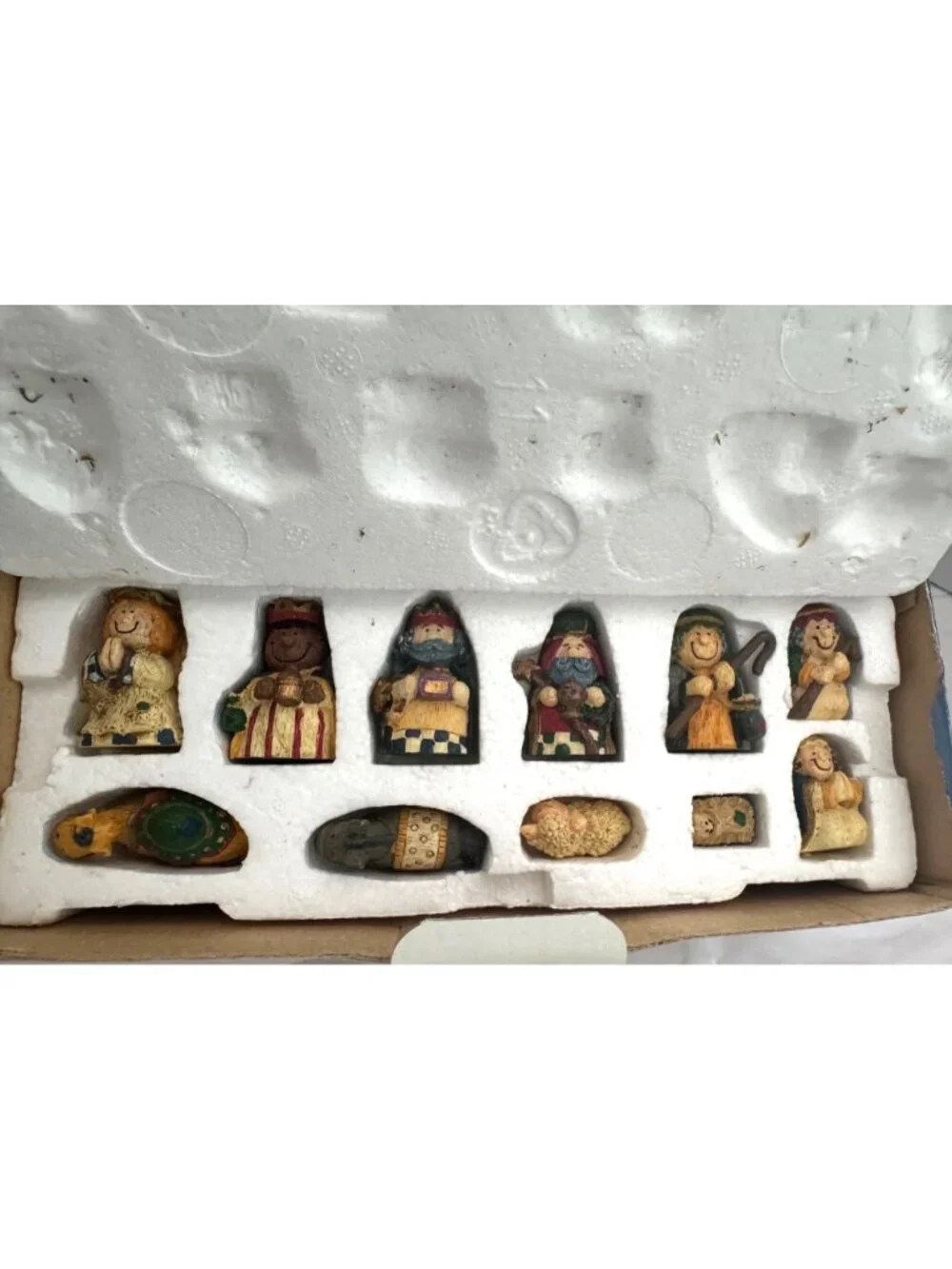 Hand-Painted Wooden Nativity Set With Manger And 11 Figurines